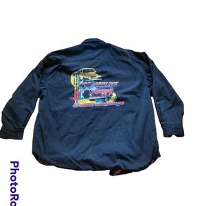 Vintage Button Auto Toyota Graphic Flannel Work Chore Shirt